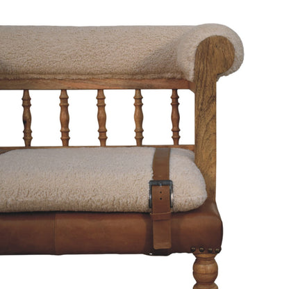 Strapped Hallway Boucle Bench - Luxe Home Comforts