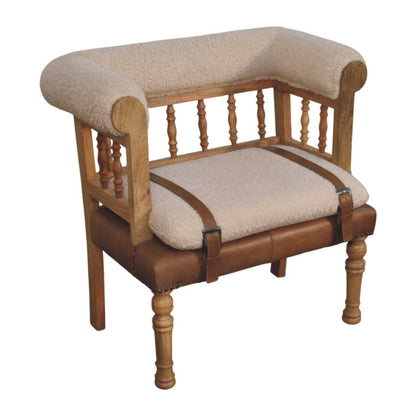 Strapped Hallway Boucle Bench - Luxe Home Comforts