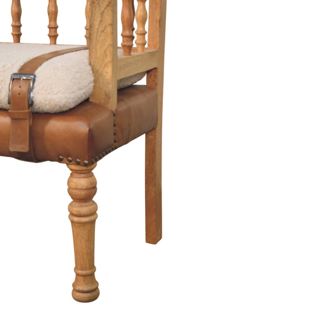 Strapped Hallway Boucle Bench - Luxe Home Comforts