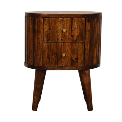 Stripe Chestnut Bedside Table - Luxe Home Comforts