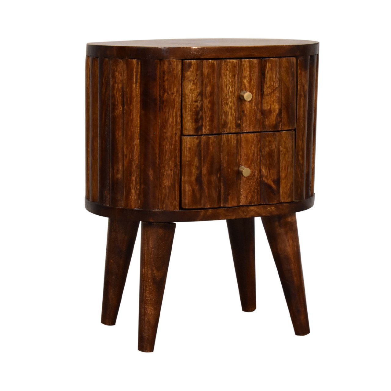 Stripe Chestnut Bedside Table - Luxe Home Comforts