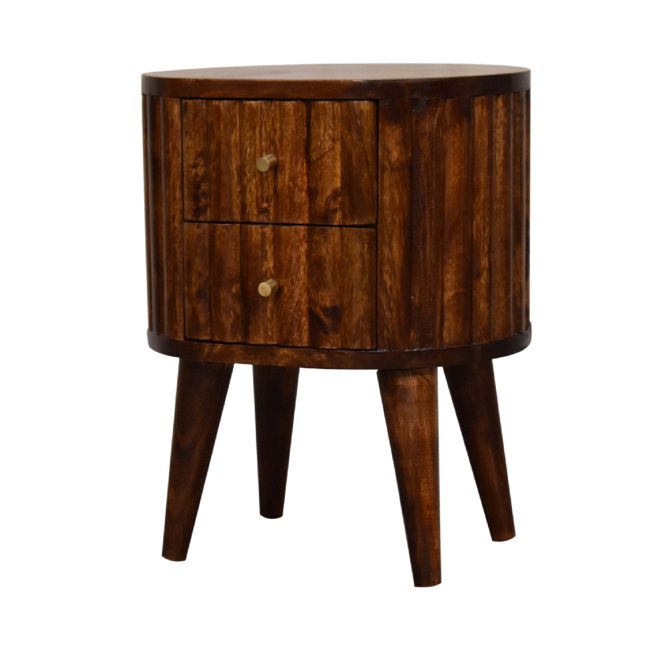 Stripe Chestnut Bedside Table - Luxe Home Comforts
