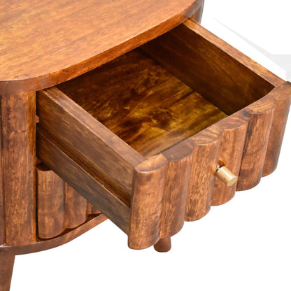 Stripe Chestnut Bedside Table - Luxe Home Comforts