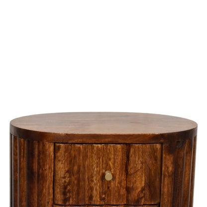 Stripe Chestnut Bedside Table - Luxe Home Comforts