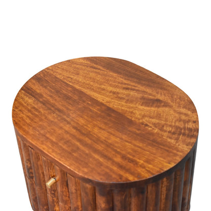 Stripe Chestnut Bedside Table - Luxe Home Comforts