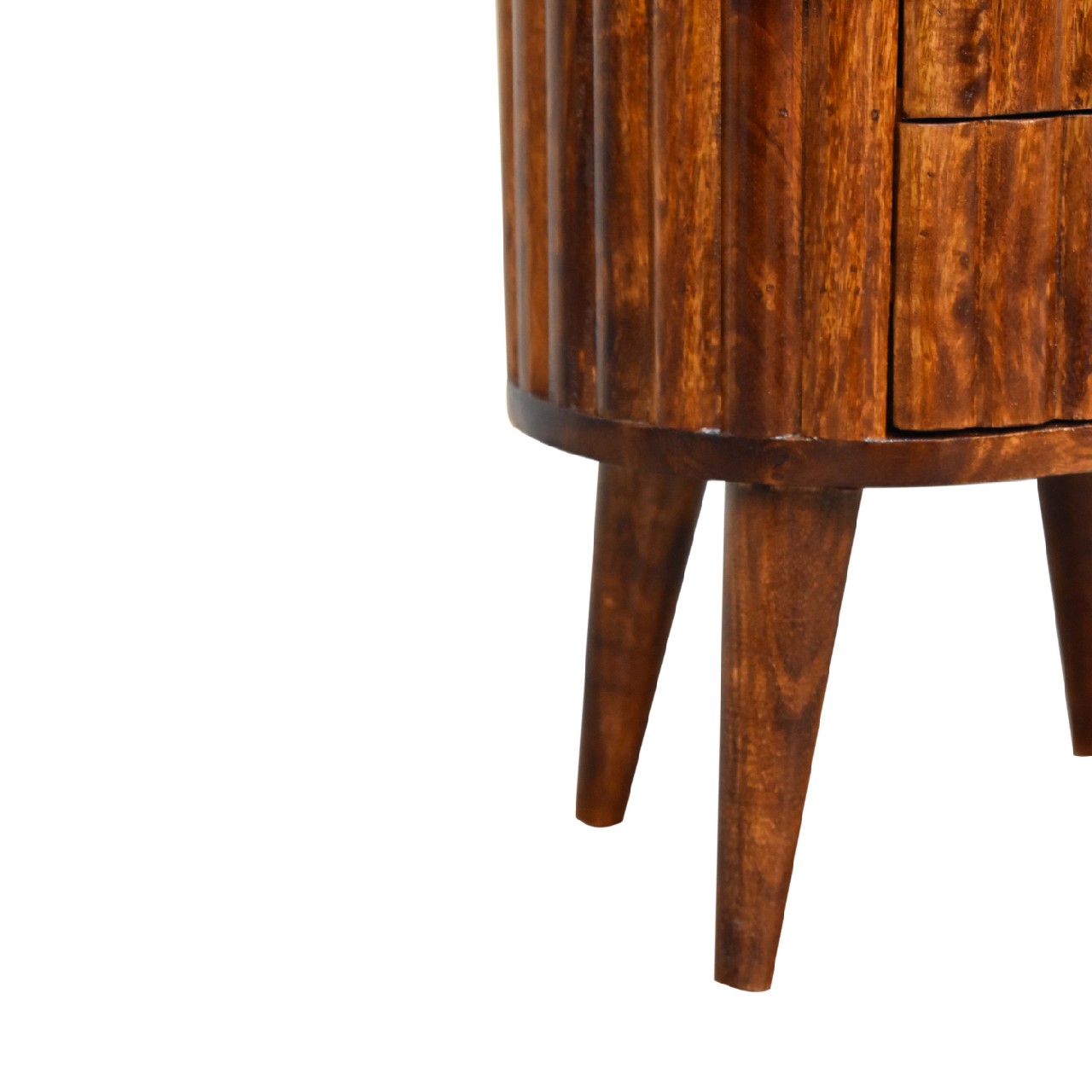 Stripe Chestnut Bedside Table - Luxe Home Comforts