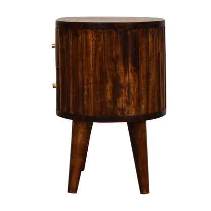 Stripe Chestnut Bedside Table - Luxe Home Comforts