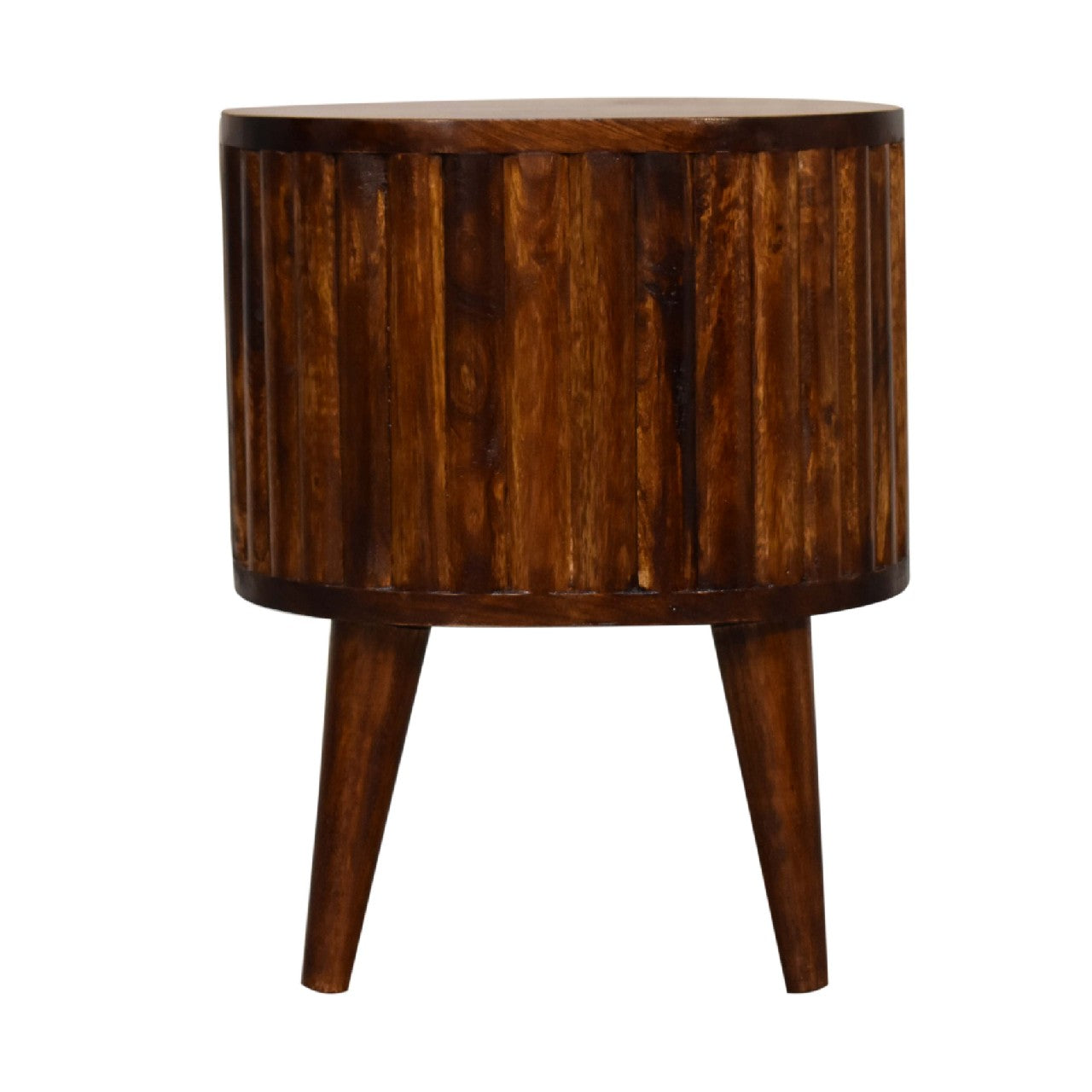 Stripe Chestnut Bedside Table - Luxe Home Comforts