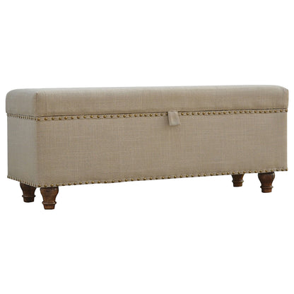 Studded Linen Lid-up Bench - Luxe Home Comforts