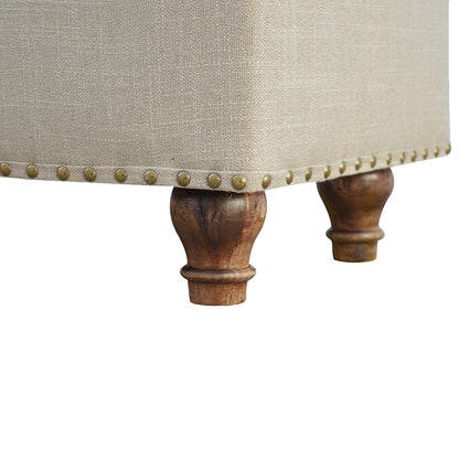 Studded Linen Lid-up Bench - Luxe Home Comforts