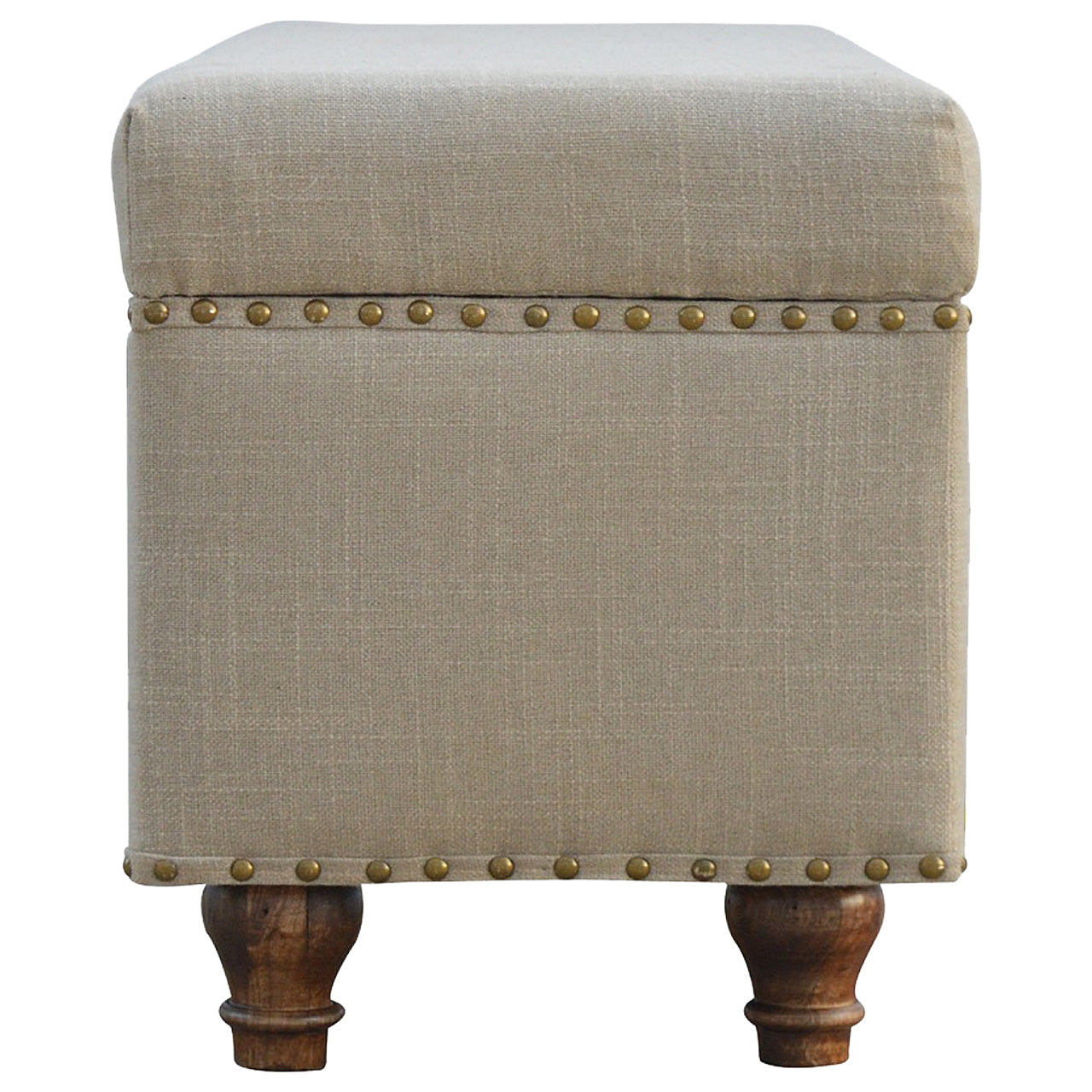 Studded Linen Lid-up Bench - Luxe Home Comforts