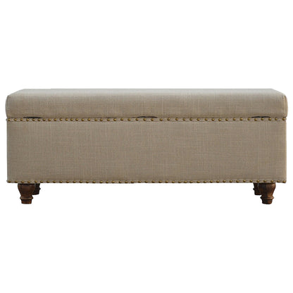 Studded Linen Lid-up Bench - Luxe Home Comforts