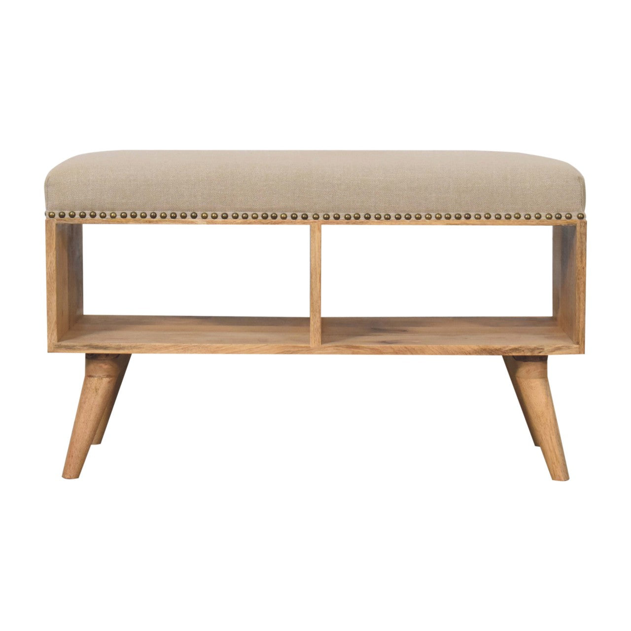 Studded Linen Open Bench - Luxe Home Comforts
