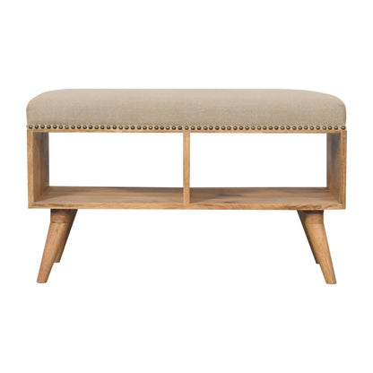 Studded Linen Open Bench - Luxe Home Comforts
