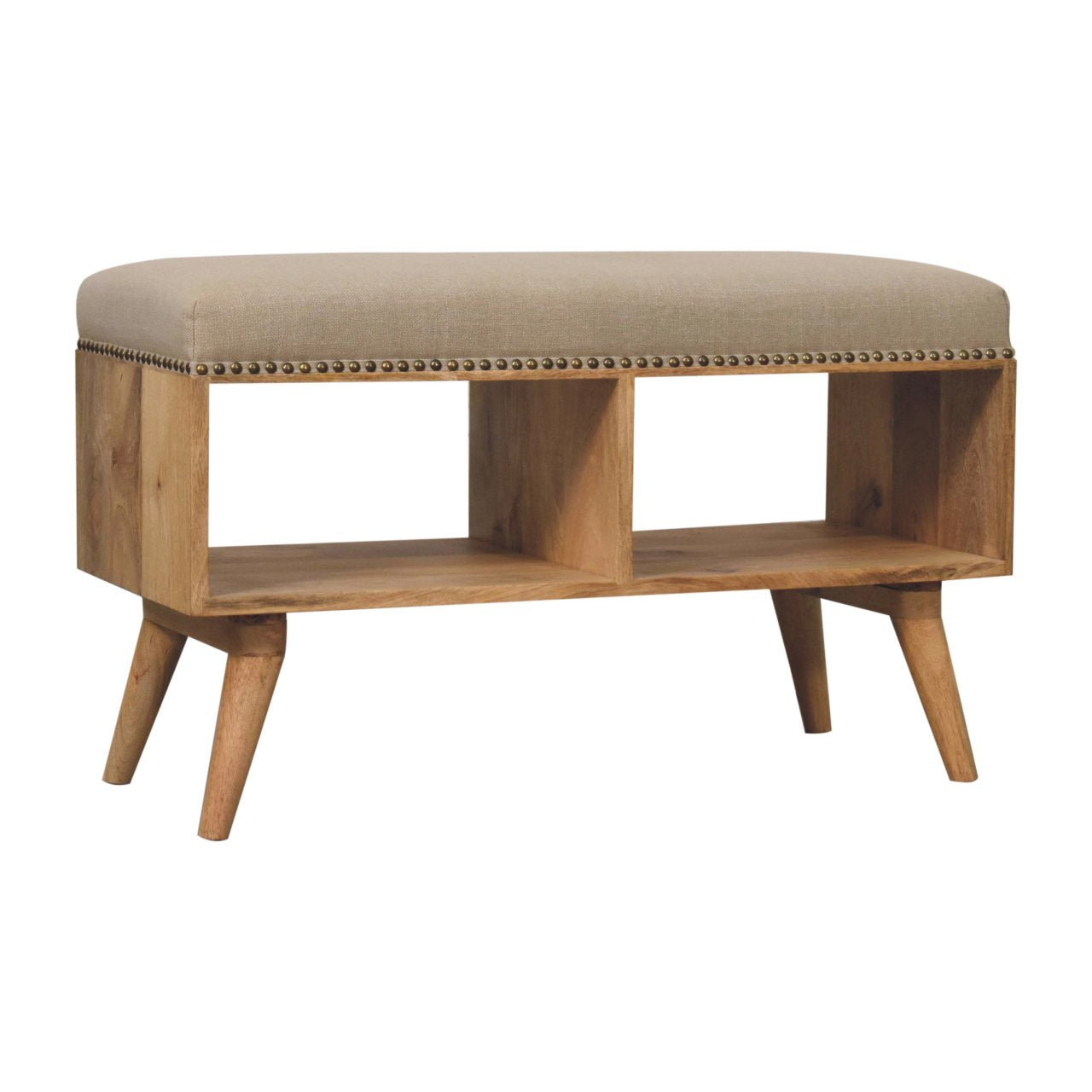 Studded Linen Open Bench - Luxe Home Comforts