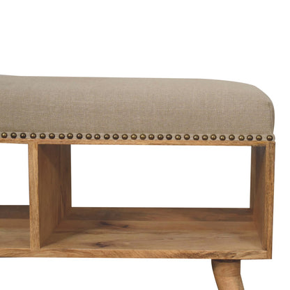 Studded Linen Open Bench - Luxe Home Comforts