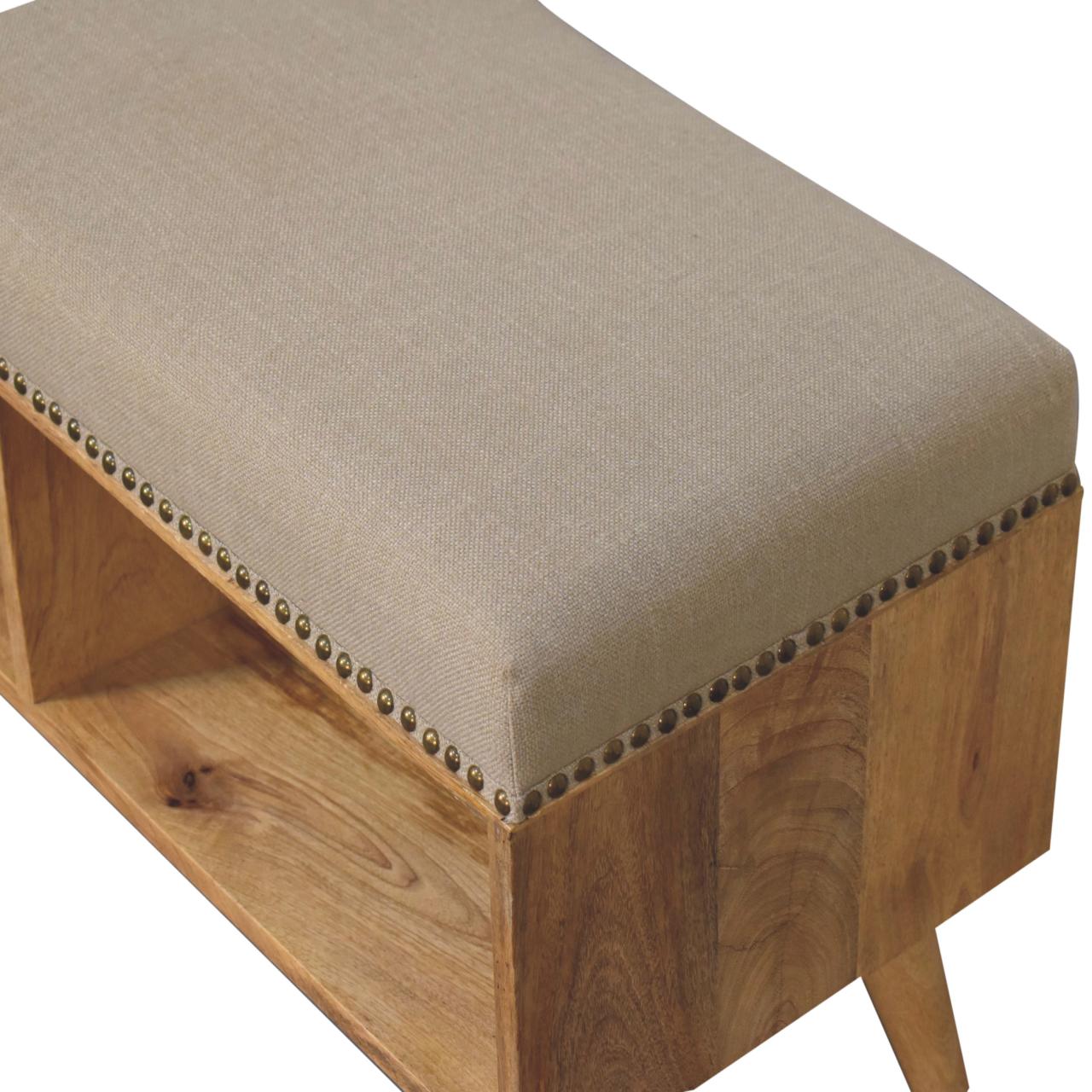 Studded Linen Open Bench - Luxe Home Comforts