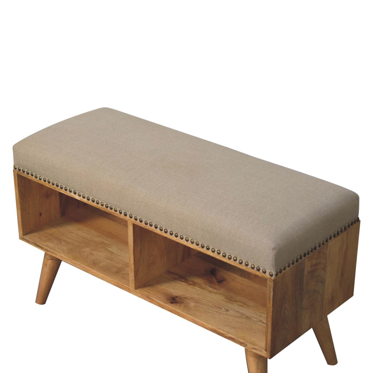 Studded Linen Open Bench - Luxe Home Comforts