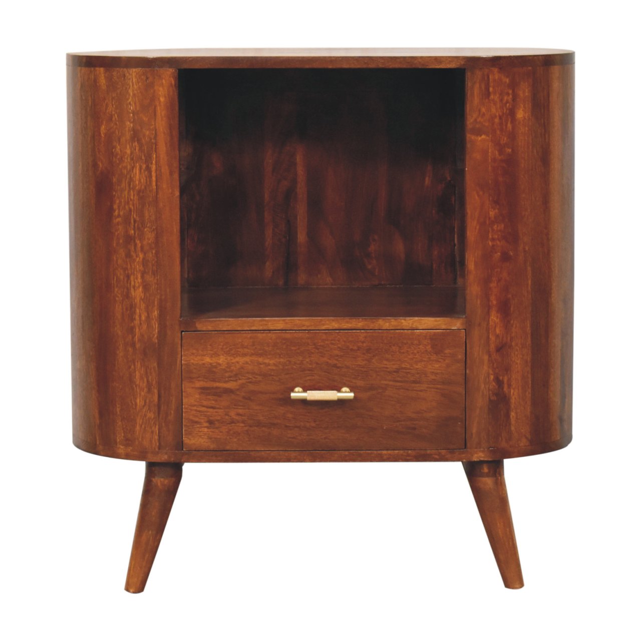 T-bar Cortez Chestnut Open Slot Cabinet - Luxe Home Comforts