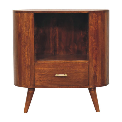 T-bar Cortez Chestnut Open Slot Cabinet - Luxe Home Comforts