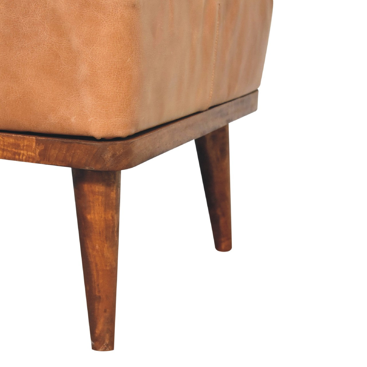 Tan Buffalo Leather Tan Footstool - Luxe Home Comforts