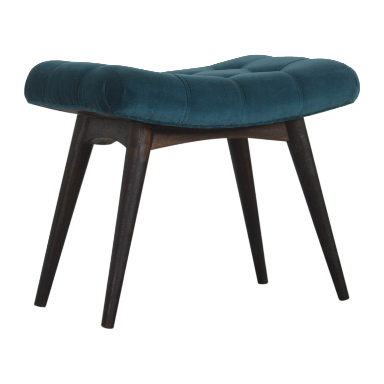 Teal Cotton Velvet Curved Bench - Luxe Home Comforts
