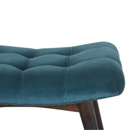 Teal Cotton Velvet Curved Bench - Luxe Home Comforts