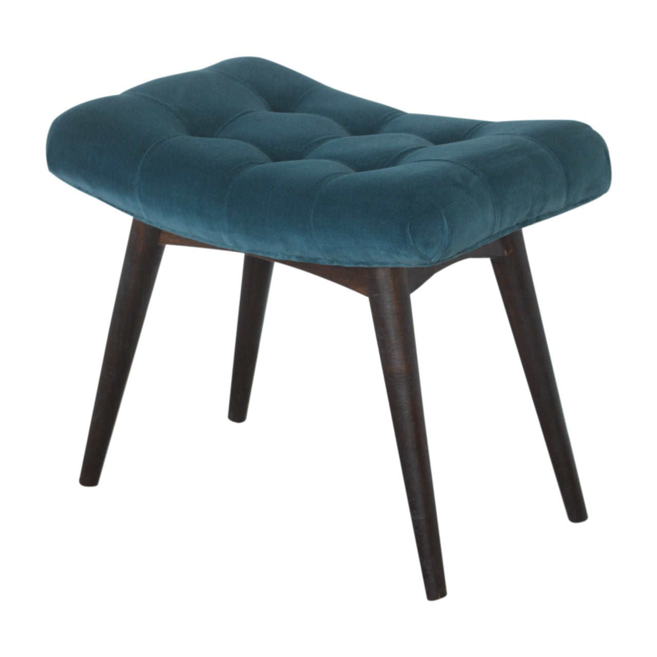 Teal Cotton Velvet Curved Bench - Luxe Home Comforts