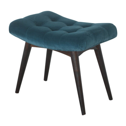 Teal Cotton Velvet Curved Bench - Luxe Home Comforts