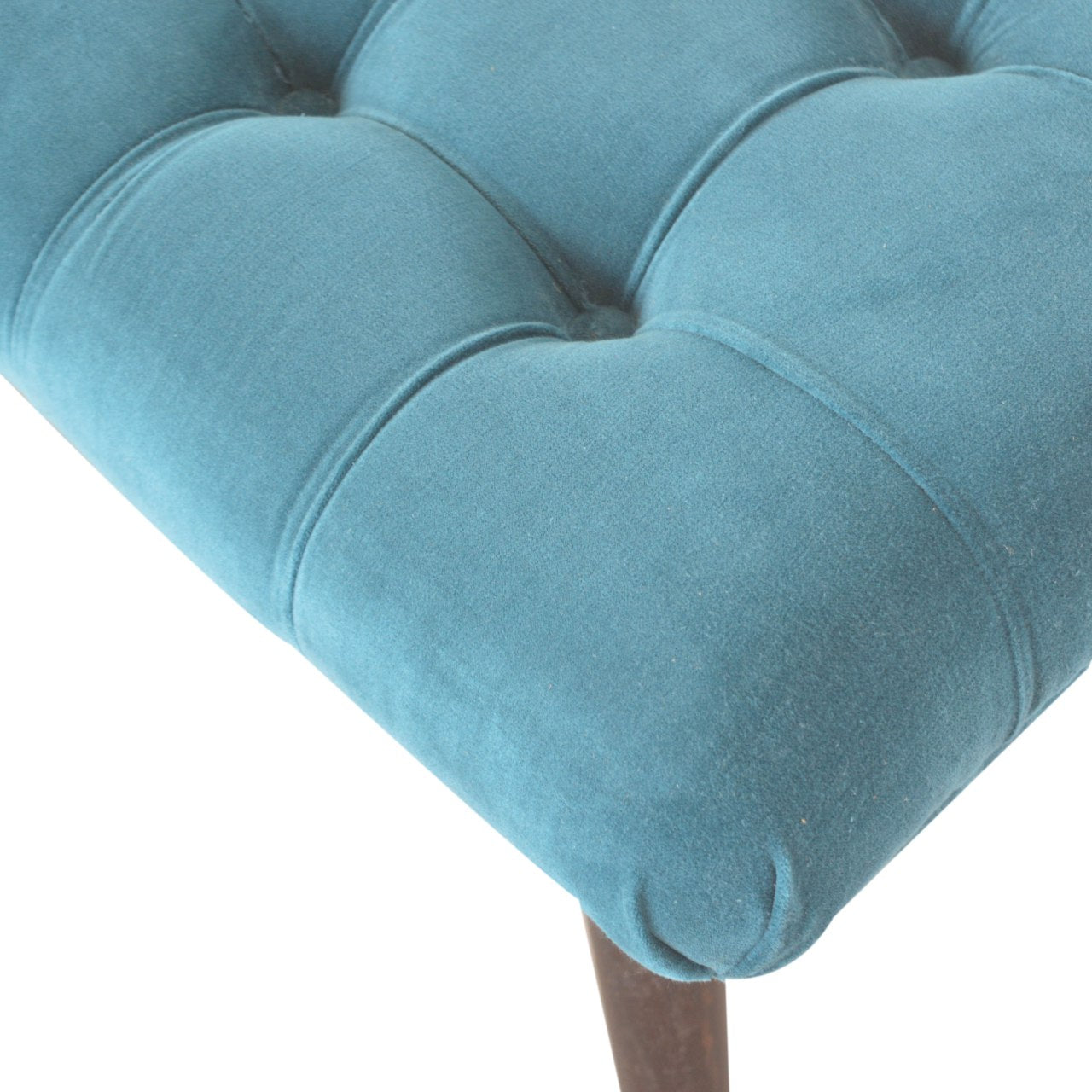 Teal Cotton Velvet Curved Bench - Luxe Home Comforts