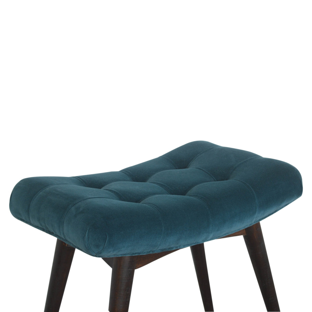 Teal Cotton Velvet Curved Bench - Luxe Home Comforts
