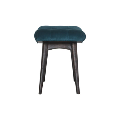 Teal Cotton Velvet Curved Bench - Luxe Home Comforts