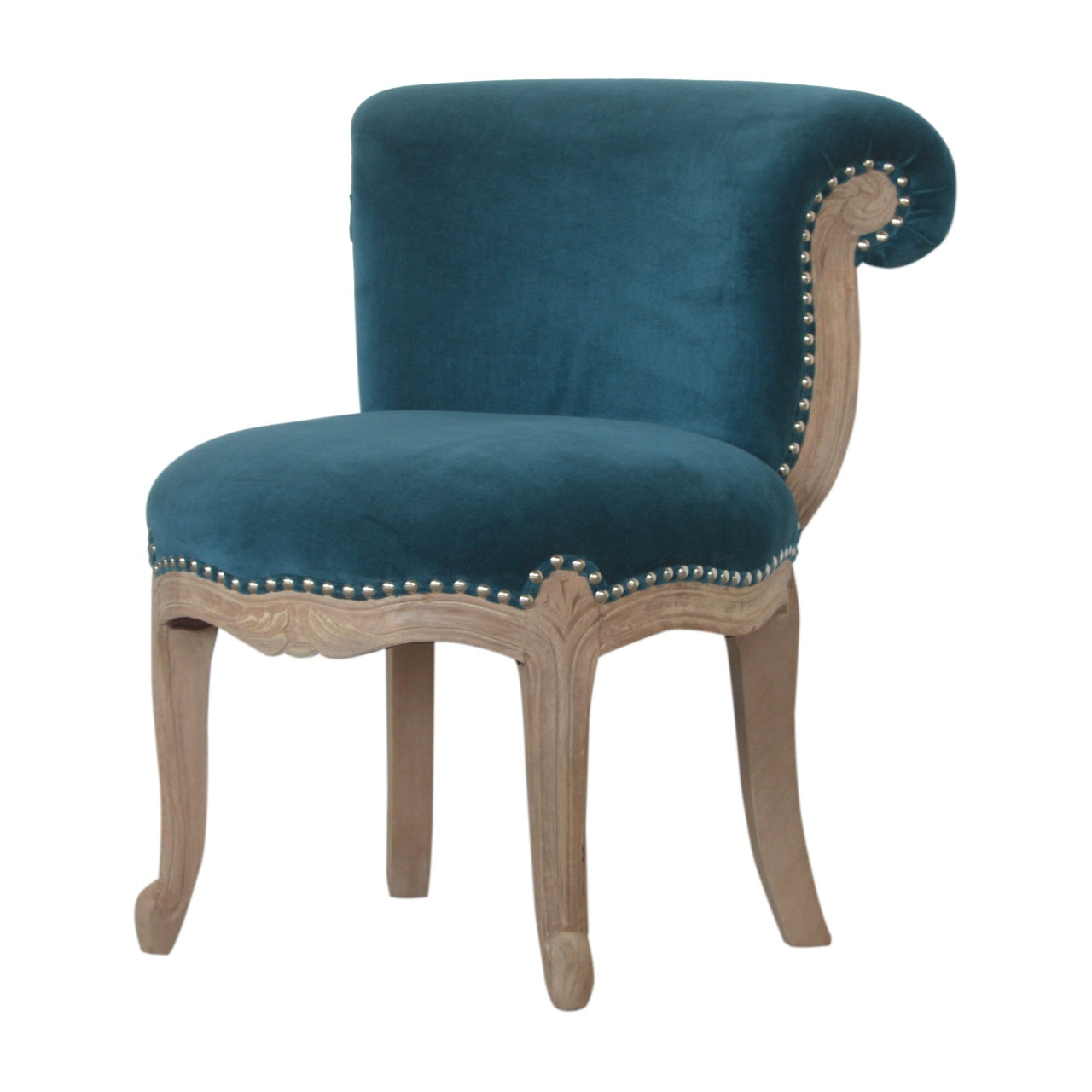 Teal Velvet Studded Chair - Luxe Home Comforts