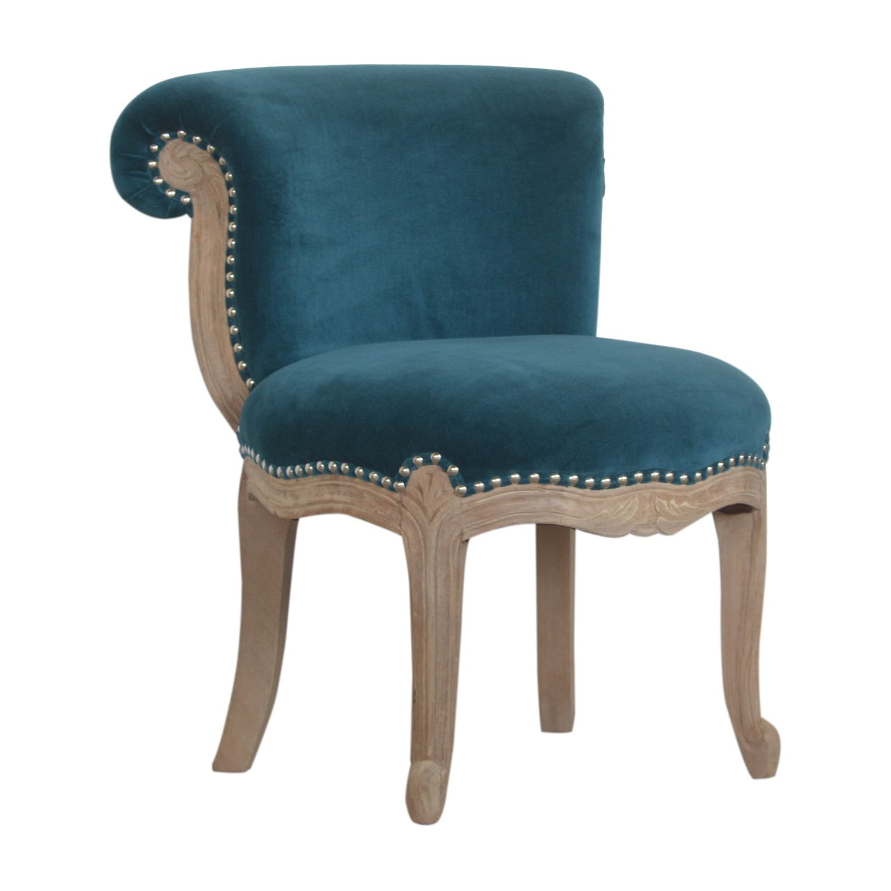 Teal Velvet Studded Chair - Luxe Home Comforts