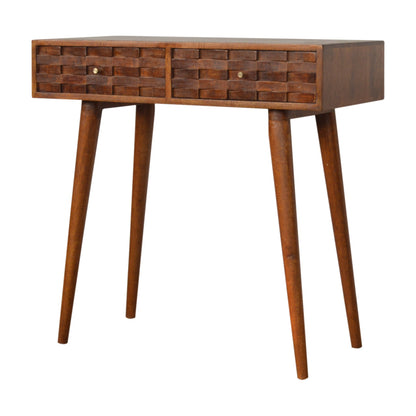 Tile Carve Chestnut Console Table - Luxe Home Comforts