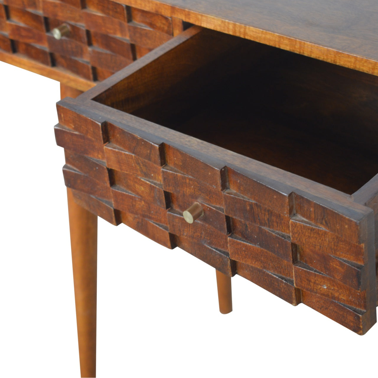 Tile Carve Chestnut Console Table - Luxe Home Comforts