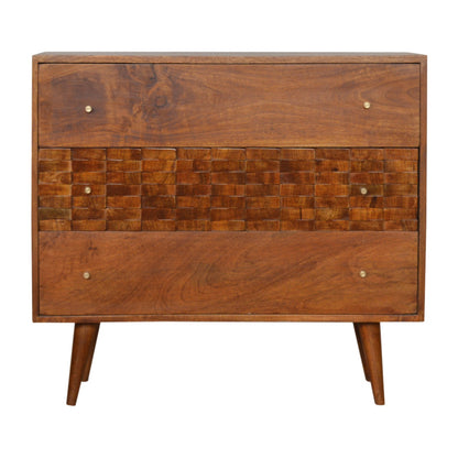 Tile Carved Chestnut Chest Of Drawers - Luxe Home Comforts