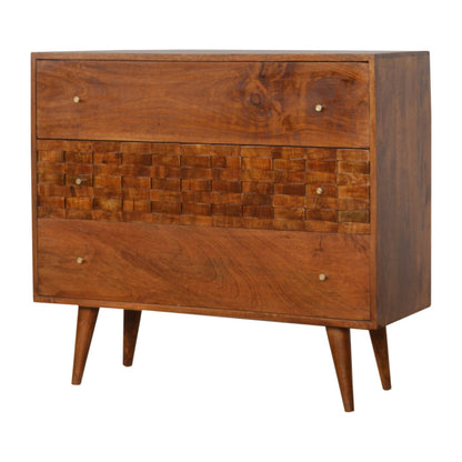 Tile Carved Chestnut Chest Of Drawers - Luxe Home Comforts