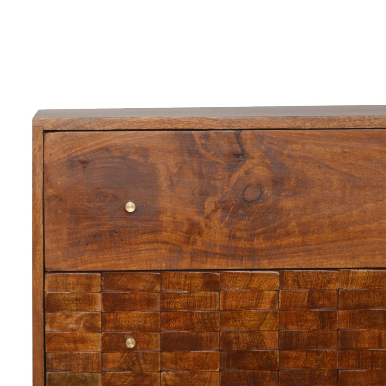 Tile Carved Chestnut Chest Of Drawers - Luxe Home Comforts