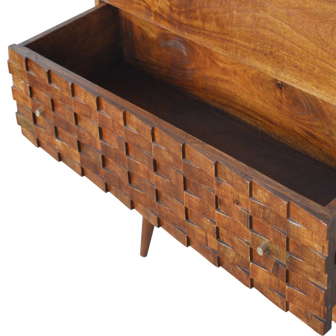 Tile Carved Chestnut Chest Of Drawers - Luxe Home Comforts
