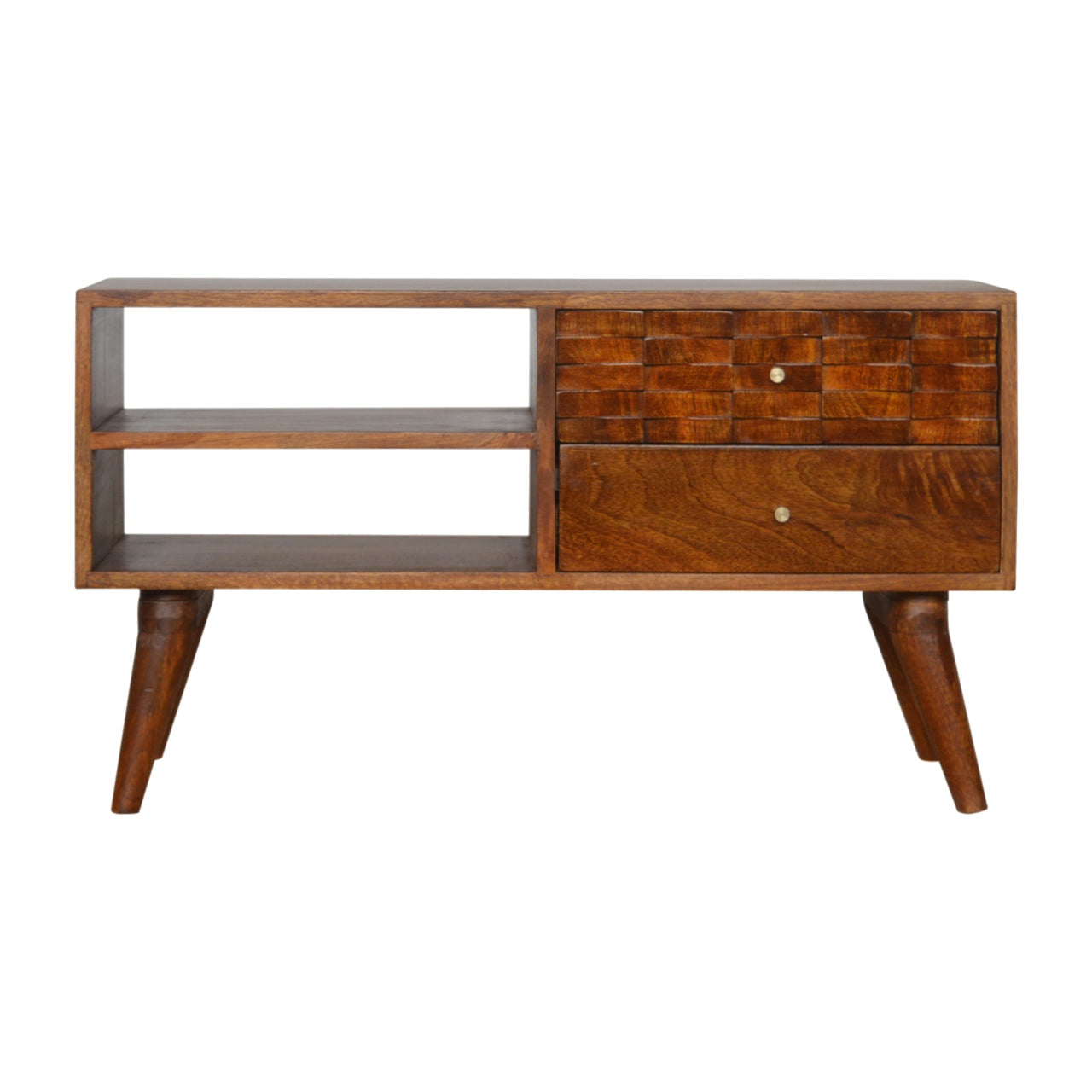 Tile Carved Chestnut TV Unit - Luxe Home Comforts