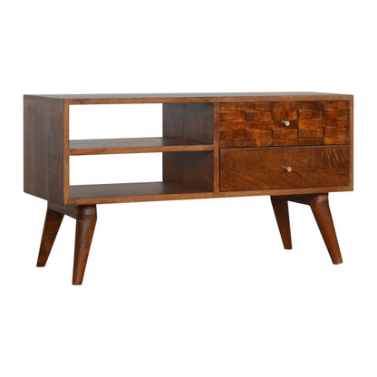 Tile Carved Chestnut TV Unit - Luxe Home Comforts