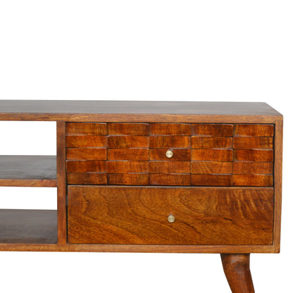 Tile Carved Chestnut TV Unit - Luxe Home Comforts