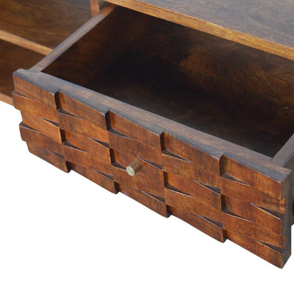 Tile Carved Chestnut TV Unit - Luxe Home Comforts