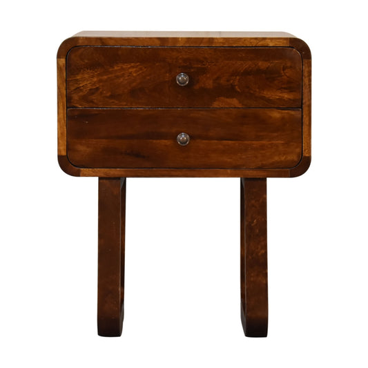 U-Curved Chestnut Bedside - Luxe Home Comforts