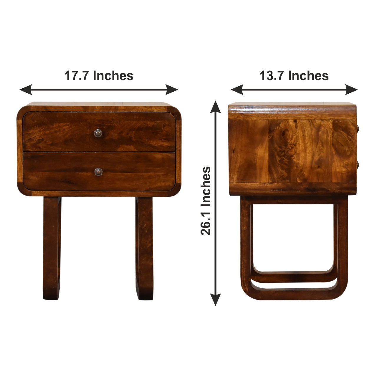 U-Curved Chestnut Bedside - Luxe Home Comforts