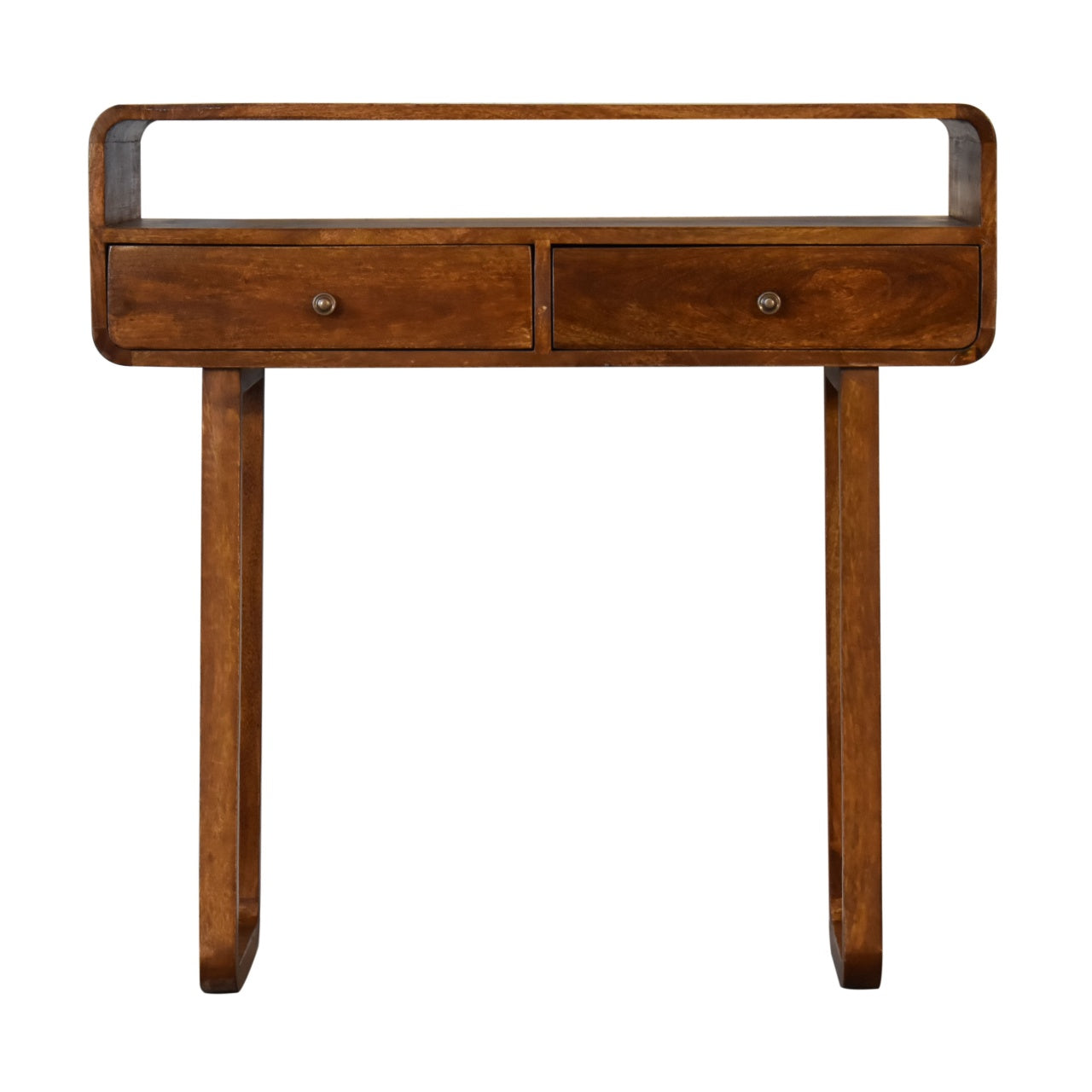 U-Curved Chestnut Console Table - Luxe Home Comforts