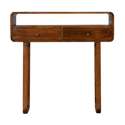 U-Curved Chestnut Console Table - Luxe Home Comforts