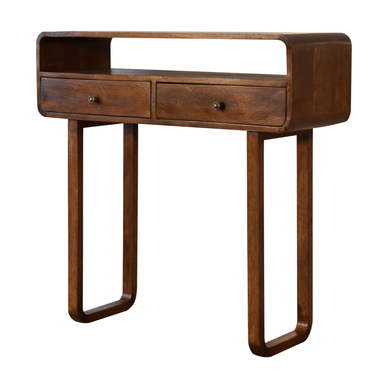 U-Curved Chestnut Console Table - Luxe Home Comforts