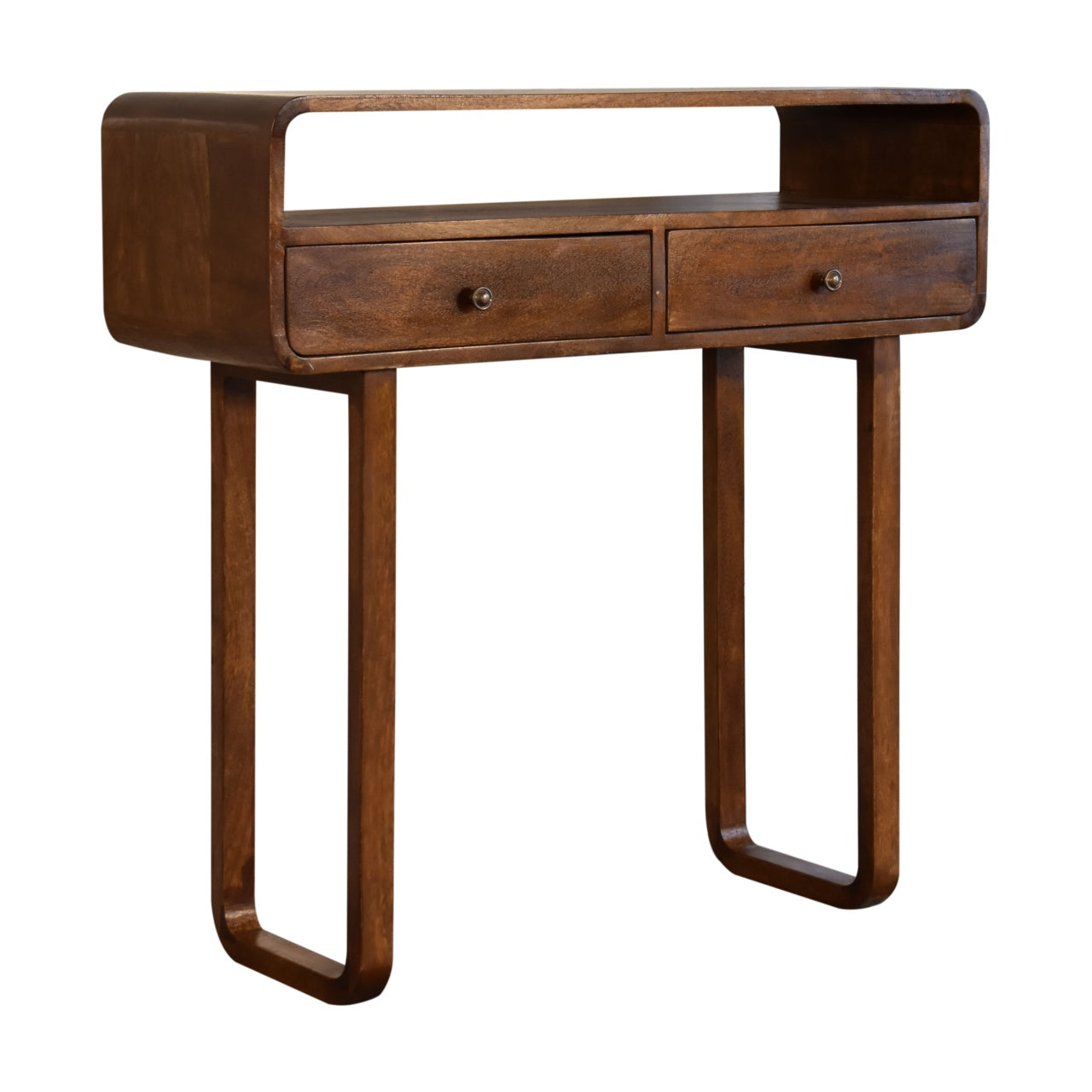 U-Curved Chestnut Console Table - Luxe Home Comforts